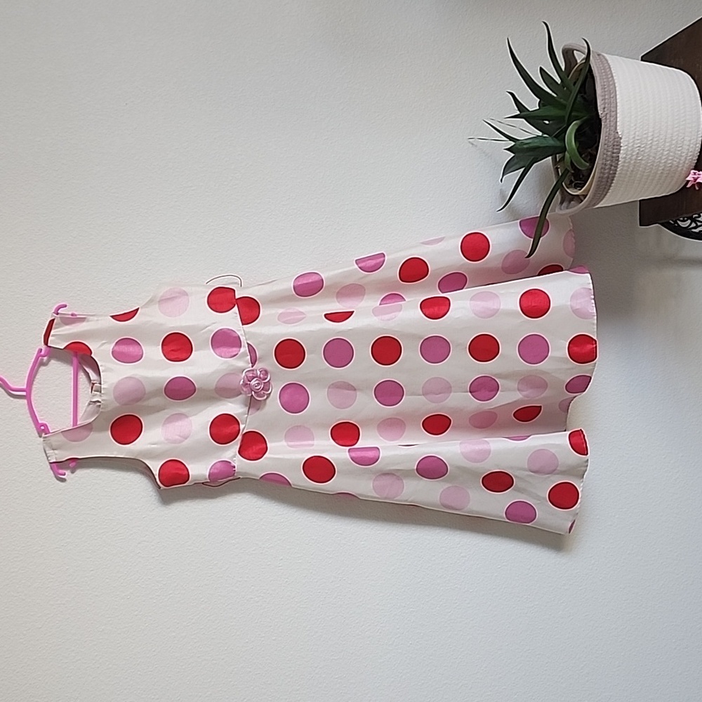 Pink polka-dot youth dress